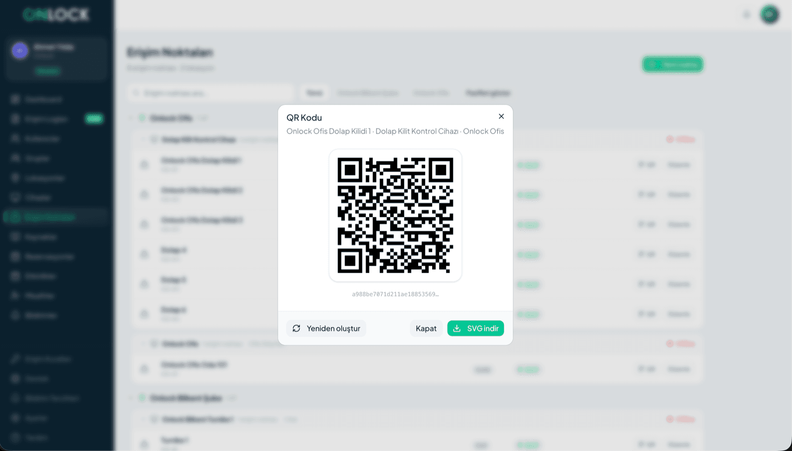 Onlock panel, generating an access point QR code