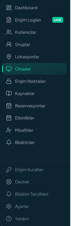 Onlock panel, module menu