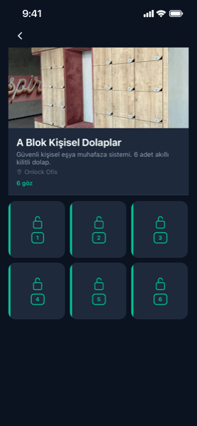 Onlock mobile app, access point and smart locker detail