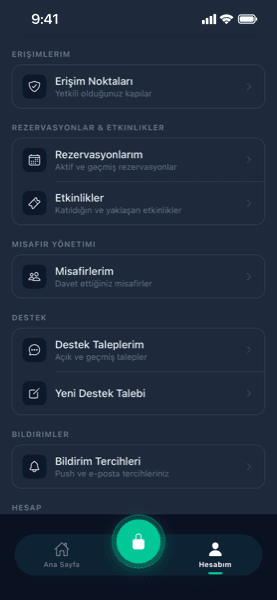 Onlock mobile app, my account