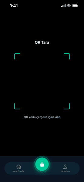 Onlock mobile app, QR scanning screen