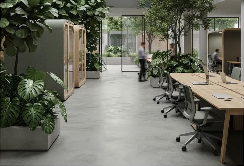 Bir coworking ofisinin ortak çalışma alanı